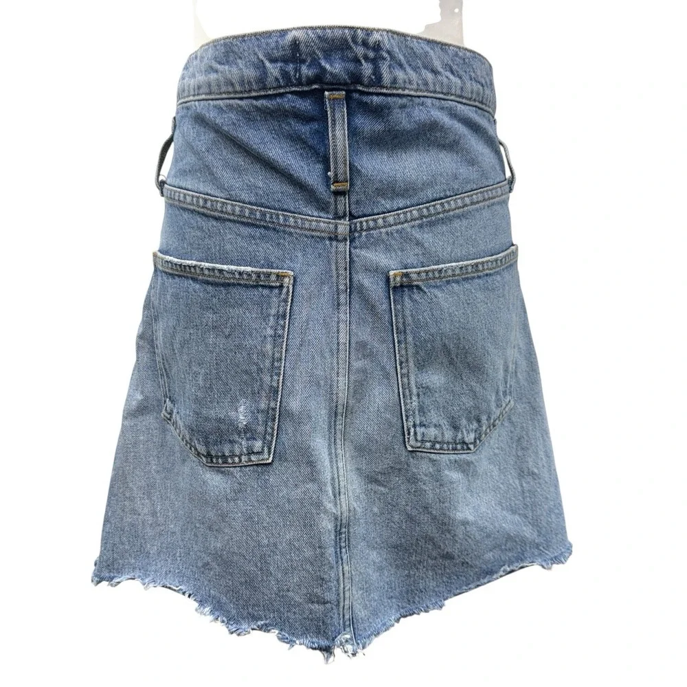 AGOLDE Denim Skirt Women Size 26 Jean Reworked‎ 90's Cutoff Light Wash Raw Hem - Picture 5 of 8